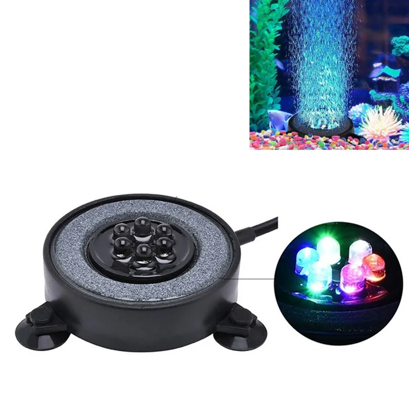 

Multi colored Led Aquarium Air Bubble Light Fish Tank Air Curtain Bubble Stone Disk with 6 Color Changing Leds