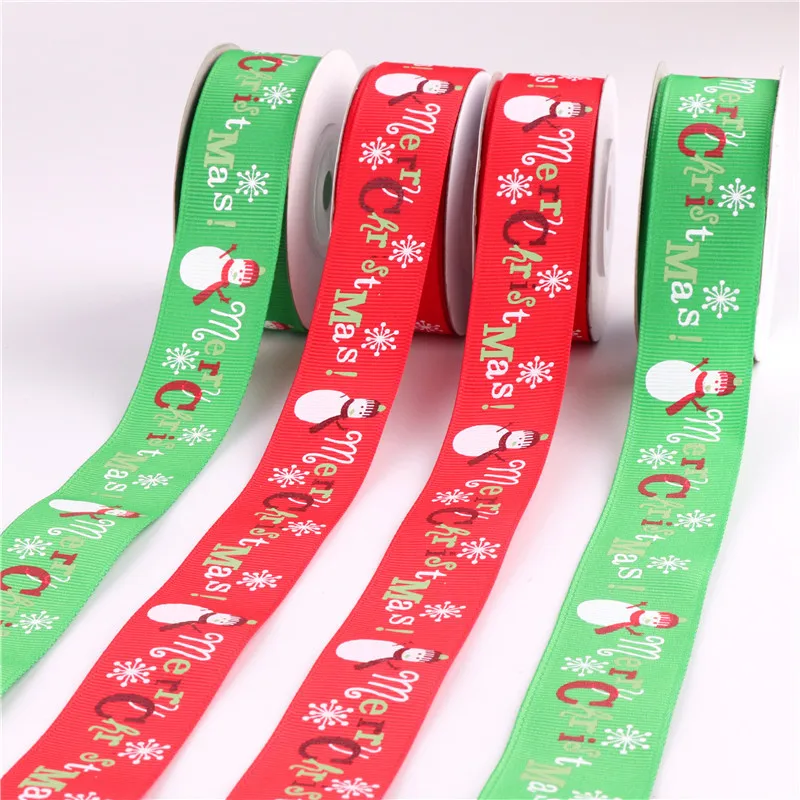 5Yards/Roll Grosgrain Satin Ribbons for  Christmas Party Decorations DIY Bow Craft Ribbons Card Gifts Wrapping Supplies 25mm