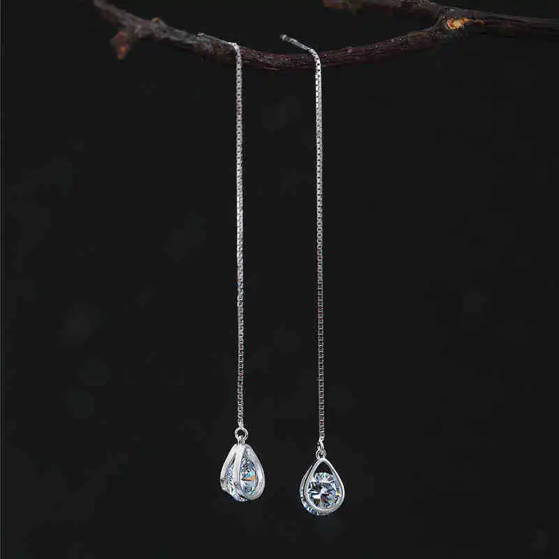 REETI Hot Sale Long water drop 925 Sterling Silver Earrings For Women Fashion Jewelry sterling-silver-jewelry pendientes