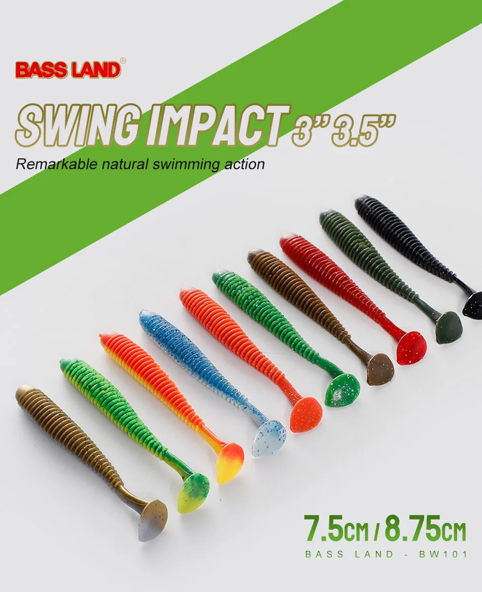 Bassland Silikon Köder Weicher Köder 6 stücke Paddel Schwanz Schaukel Wobbler Künstliche Rippen Shad Jigging Köder Leurre Souple Isca – Detail 1