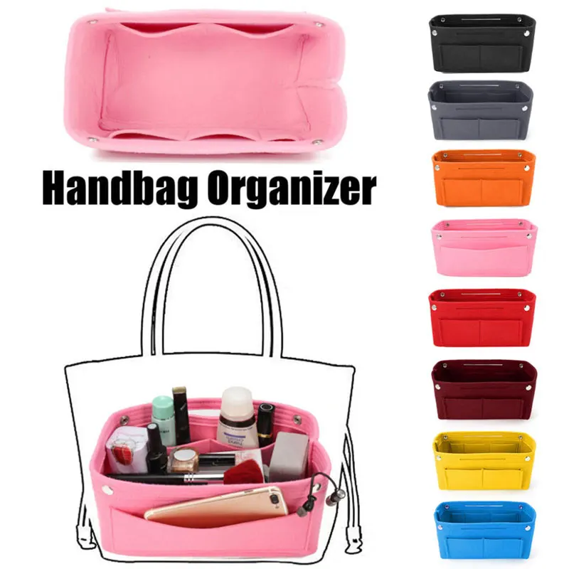 Portable Multi-Pocket Travel Insert Handbag Women Cosmetic Storage Bags Felt Handbag Organizer Purse Organizer Bag in Bag