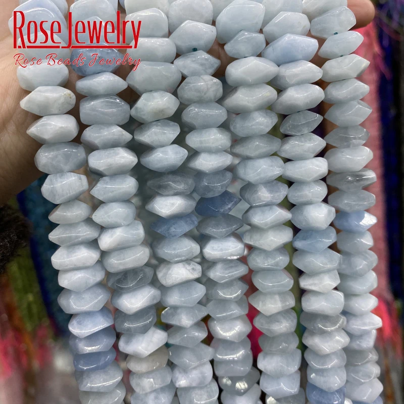 Natural Aquamarines Stone Beads Irregular Special Cut Genuine Loose Spacer Bead 6x11mm For Jewelry Making DIY Bracelet 15