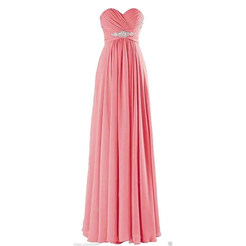 Elegant Pink Bridesmaid Dresses Sweetheart Sleeveless Wedding Party Gowns Chiffon Appliques Wedding Guest Dress Formal Vestidos