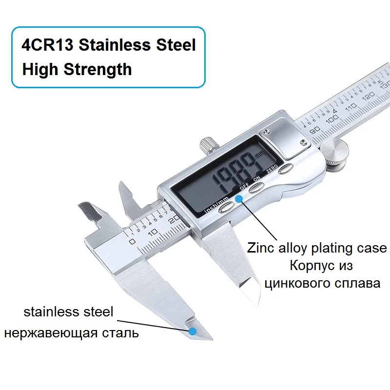 Electronic Digital Vernier Caliper 300 mm Stainless Steel Vernier Caliper High Precision Measuring Caliber Height Depth Tester