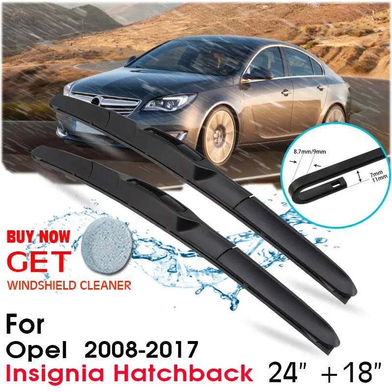 

Car Wiper Blade Front Window Windshield Rubber Silicon Refill Wipers For Opel Insignia Hatchback 2008-2017 LHD / RHD 24"+18"