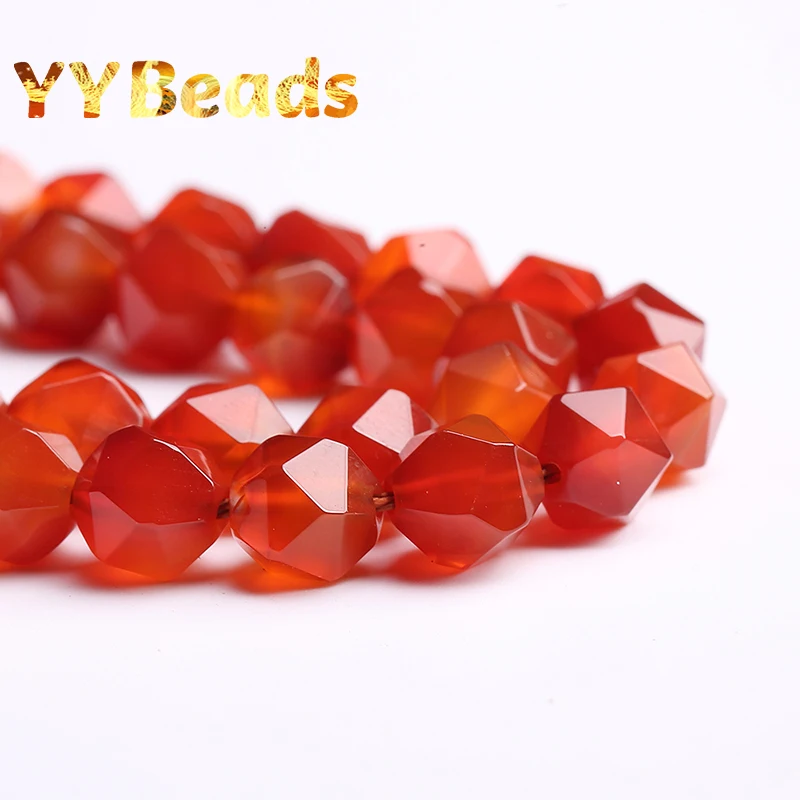 5A Quality Genuine Faceted Red Agates Beads Carnelian Stone Loose Charm Beads For Jewelry Making Bracelets For Women 6 8 10 12mm