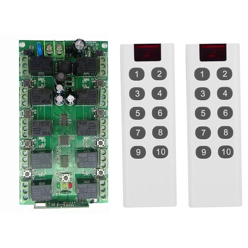 DC 12V  10 CH Channels 10CH RF Wireless Remote Control Switch System,315/433 MHz Transmitter and Receiver/Garage Doors/ lamp