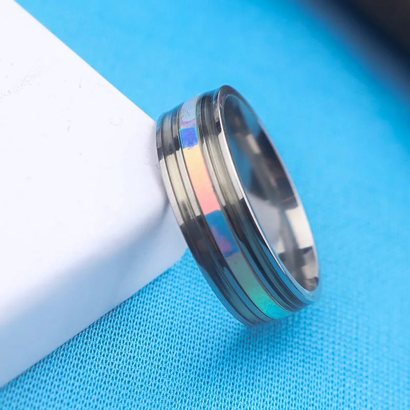 Rings Colorful fluted rings Men's and women's rings Titanium steel rings jewelry for women Accessories Fashion Jewelry