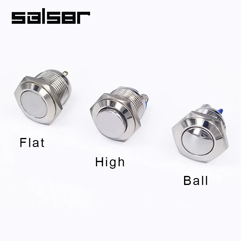 16mm Momentary Reset Metal Push Button Switch IP65 Waterproof Copper 1NO High/Flat/Shape Screw Pin Foot Round Doorbell DIY