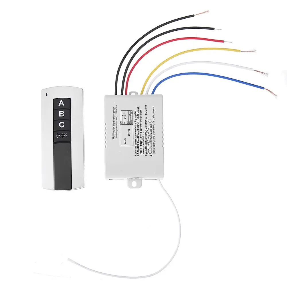 220V 1000W 1/2/3 Channel ON/OFF Wireless Remote Control Switch 1 2 3 Ways Digital Remote Controller Switch for Lighting