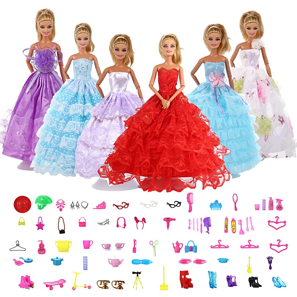 

Beilinda Toys Doll Dress Wedding Clothes 15pcs In One Lot with 50pcs Accessories Random Style and Colour