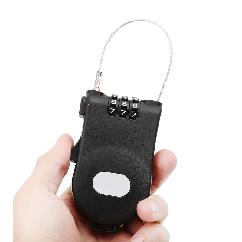 Retractable Wire Rope Password Lock Combination Coded Locker Outdoor Keyed Padlock A2UD
