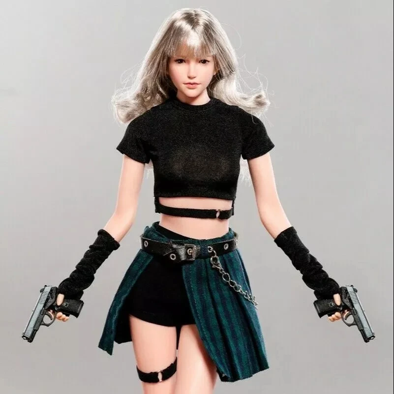 

1/6 CL001 Short Sleeve Top + Green Skirt Suit Clothes Model Fit 12" Female PH TBLeague Figure Body