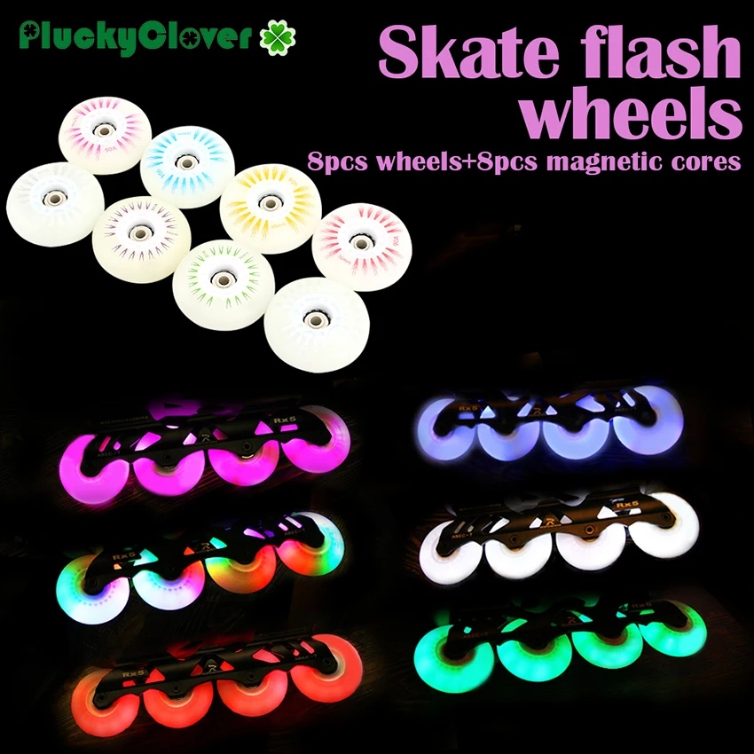 Roue à roues alignées pour patins SEBA, rouleau lumineux LED, roue clignotante, 60mm, 64mm, 68mm, 70mm, 90A, FreKouSlalom, 8 pièces