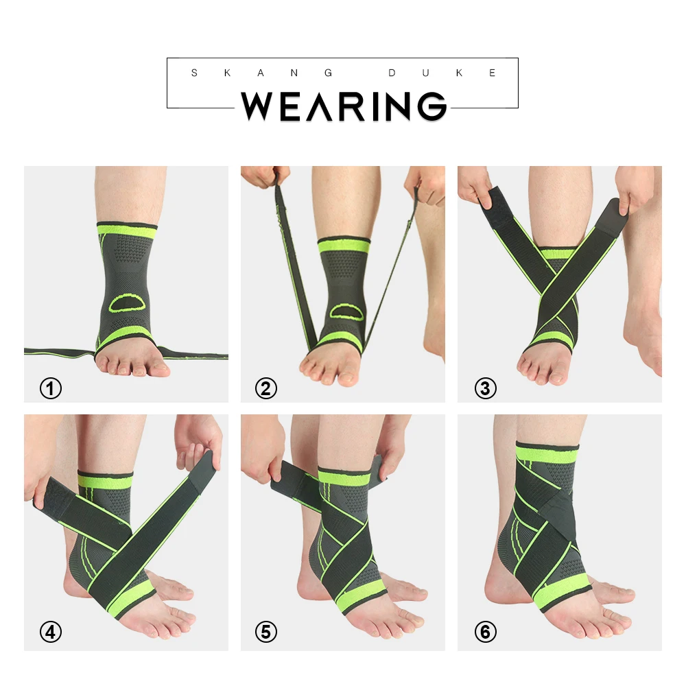 SKDK 1PC 3D Pressurized Bandage Ankle Support Wrist Sports Gym Badminton Ankle Brace Protector Foot Strap Sleeves Belt Elastic