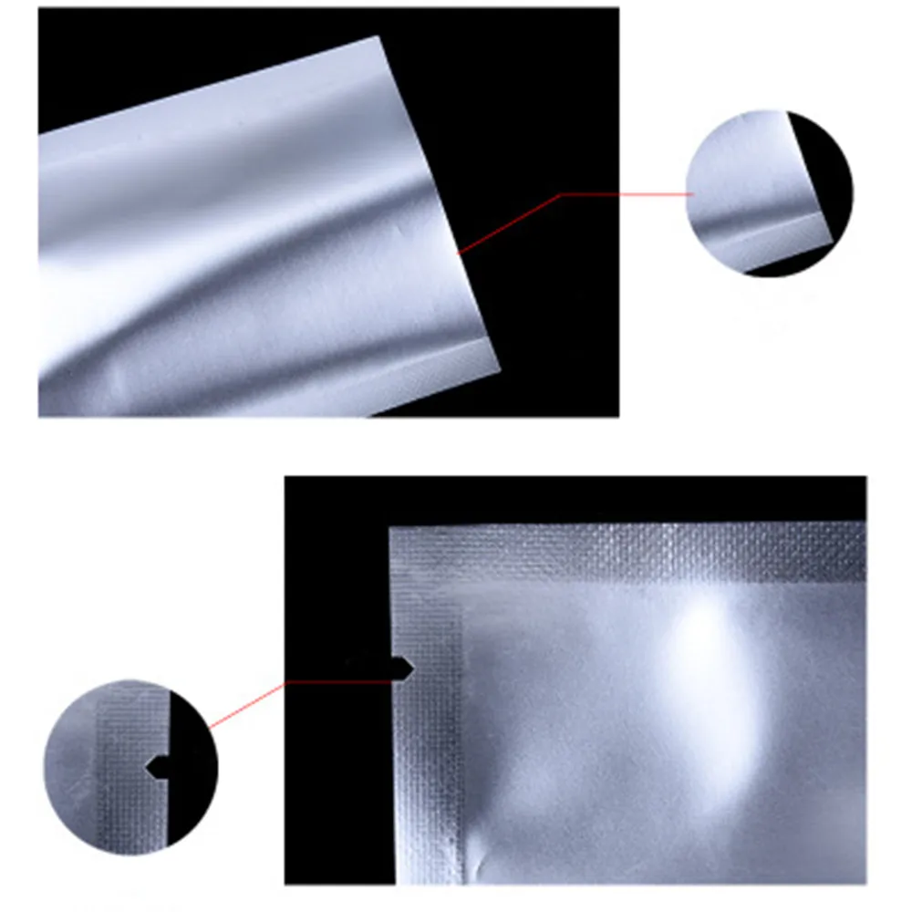 100Pcs Open Top Matte Aluminum Foil Bag Tear Notch Disposable Heat Vacuum Seal Food Snack Bean Candy Cookies Packaging Pouches