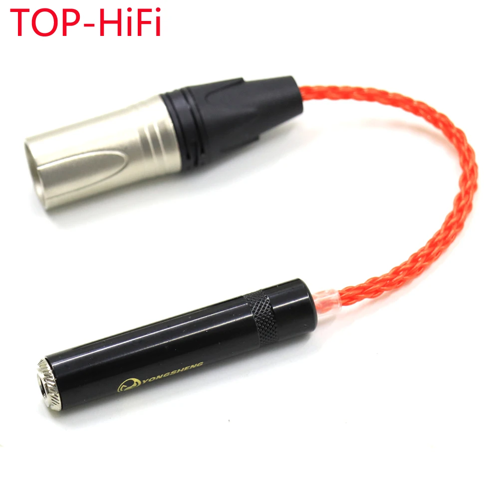 

TOP-HiFi UPOCC Single Crystal Silver 4-Pin XLR Male Balanced to 6.35mm 1/4 Female Audio Adapter Cable Connector