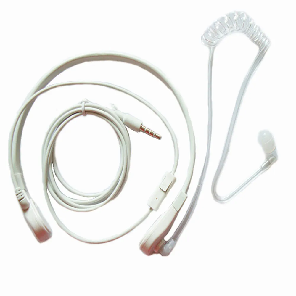 2pc 3.5mm Jack Throat Vibration Headset Earphone Earpiece Mic Air Tube Acoustic Covert For Agents Bodyguards Mobile Phone Radio