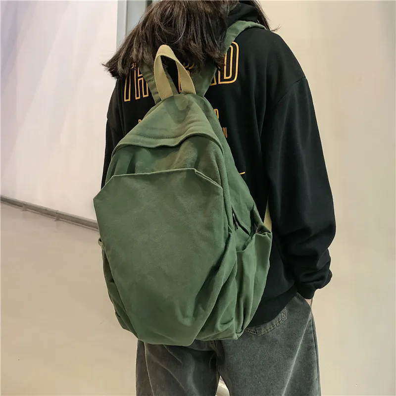 Teenager Korean Style Fast Fashion Cotton Backpack 2024 Student Casual Tide High Street Canvas Fabric School Book Daily Daypack