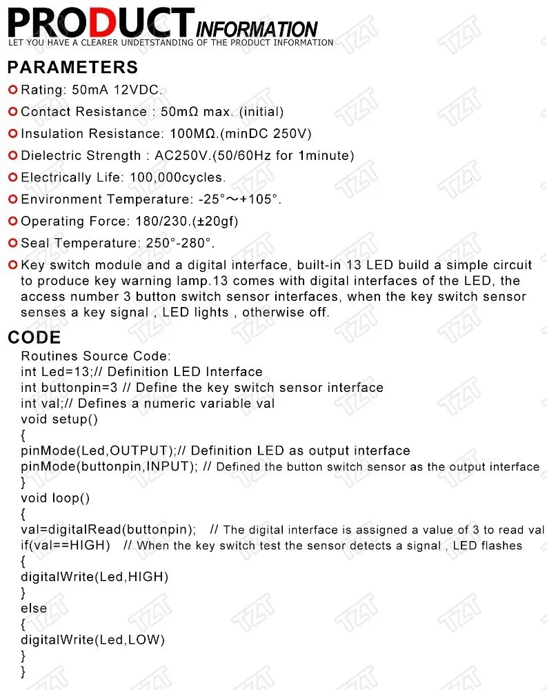 TZT 1/3PCS KY-004 3-poliger Tastenschalter-Sensormodul für Arduino DIY Starter Kit 6*6*5mm 6x6x5mm KY004 – Detail 1