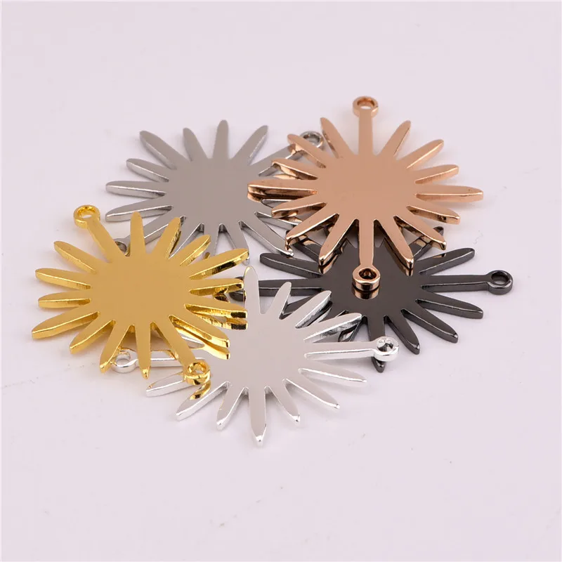 10 pezzi 26.6*22.3 millimetri in ottone doppio appeso lucido sun flower pendente di fascino DIY del braccialetto della collana dei monili accessori