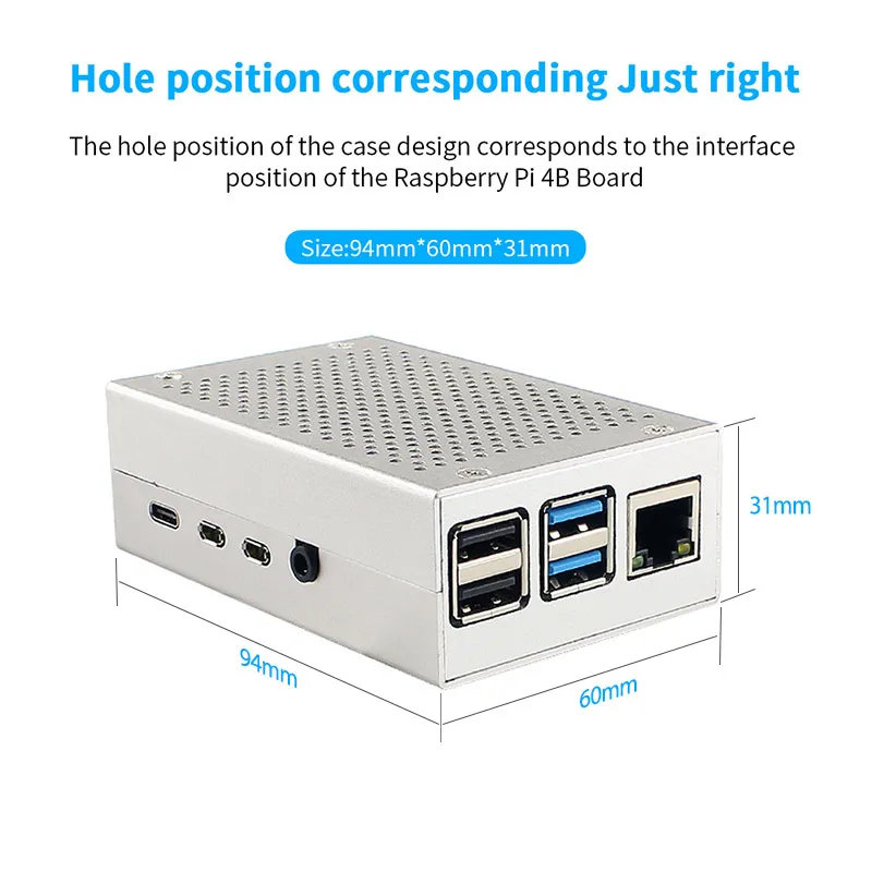 Protective Case for Raspberry Pi 4 Aluminum Alloy Shell with Cooling Fan Heatsinks Easy Install Excellent Cooling