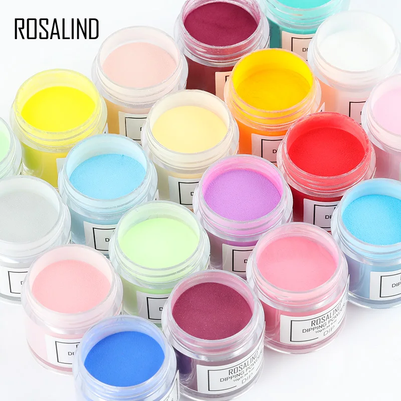 ROSALIND Pure Colors Dipping Powder Air Dry Nail Art Decorations All For Manicure Nails Glitter Dip Powder Nail Art Design DIY