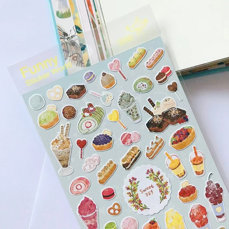 Cute Sweet Gelato Cake Stickers Aesthetic Scrapbooking Materials for Korea Journaling DIY Craft Stationery Supplies