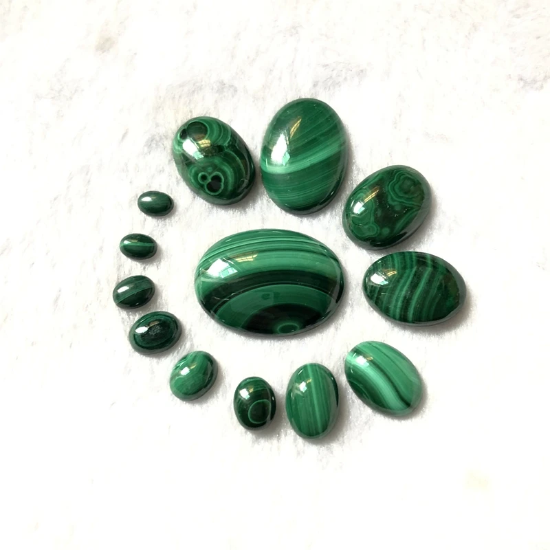 100% Natural Malachite Bead Cabochon 5x7,8x10,10x14 12x16,13x18,18x25,22x30mm Oval Gem Stone Jewelry Cabochon Ring Face,2pcs/lot