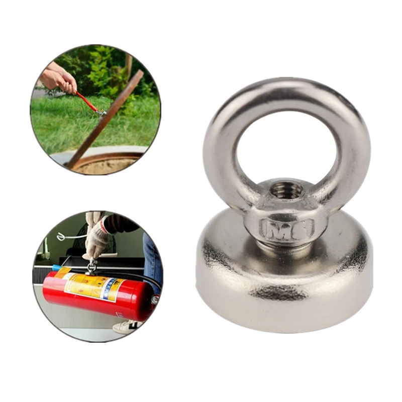 Strong Powerful Round Neodymium Magnet Hook Salvage Search Magnet Sea Fishing Equipments Holder Pulling Mounting Pot With Ring