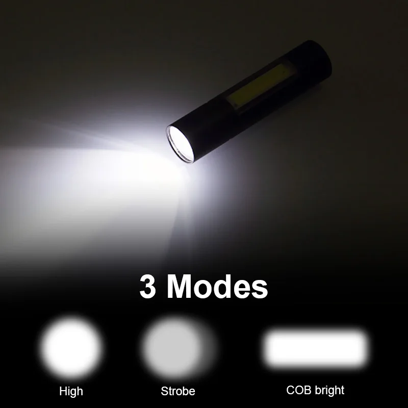 Waterproof Mini LED Flashlight USB Rechargable 3 Lighting Mode Torch Telescopic Portable Outdoor Night Lighting Camping