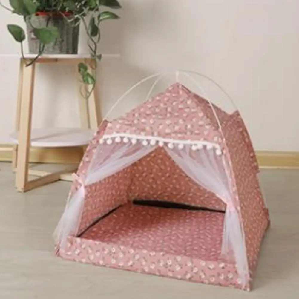 Cat Sleeping Nest Semi-Enclosed Cat Tent House Breathable Pet Hut Shelter With Screen Door For Summer Pet Bed Supplies