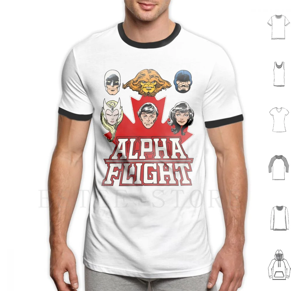 Alpha Flight Heads-Canada T Shirt DIY Big Size 100% Cotton Alpha Flight Aurora Comics Guardian Heads Mutant Northstar Retro