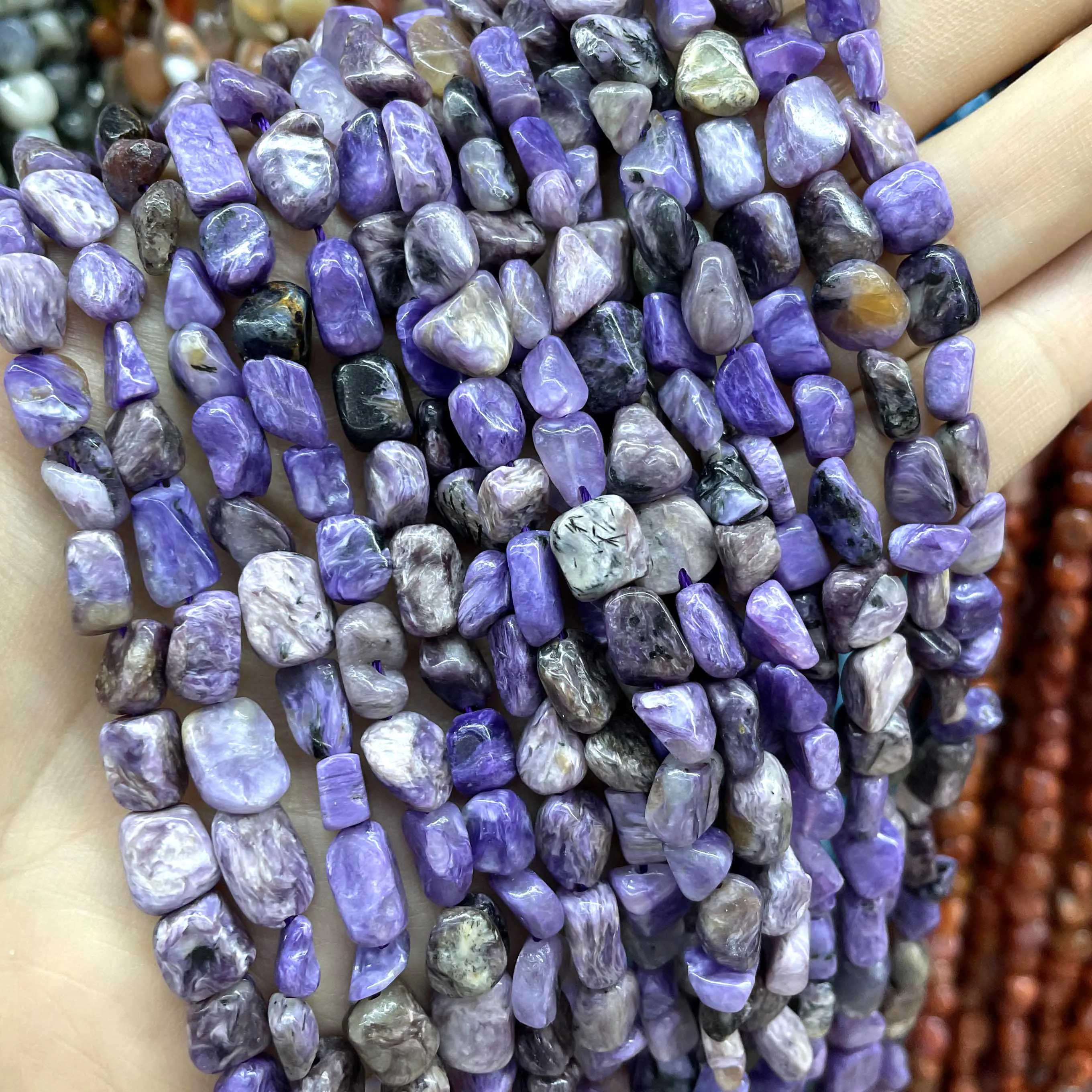 5-12mm Natural Genuine Charoite Purple Loose Spacer Stone Beads For Jewelry Making DIY Necklace Bracelet Accessories Material