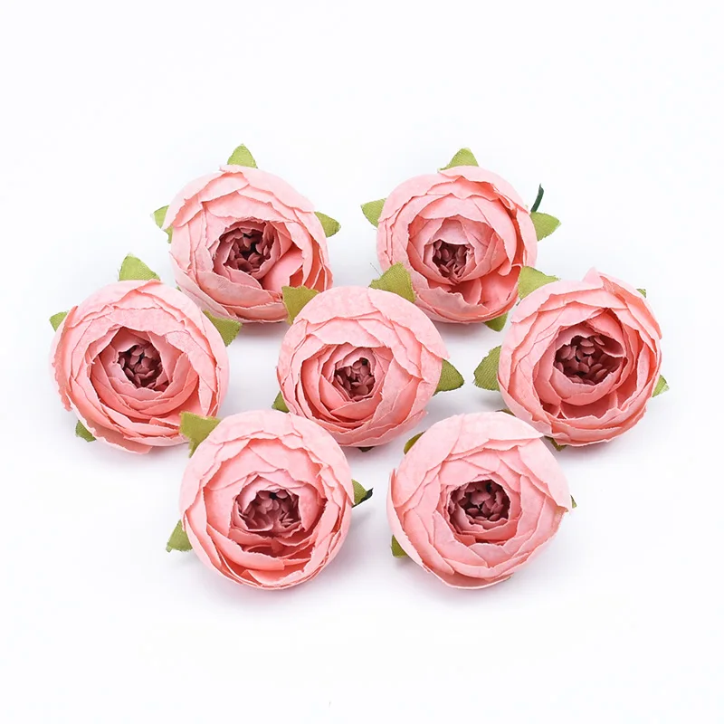 

100pcs 4CM silk tea roses Artificial flowers wholesale diy gifts candy box home decoration accessories wedding decorative flower