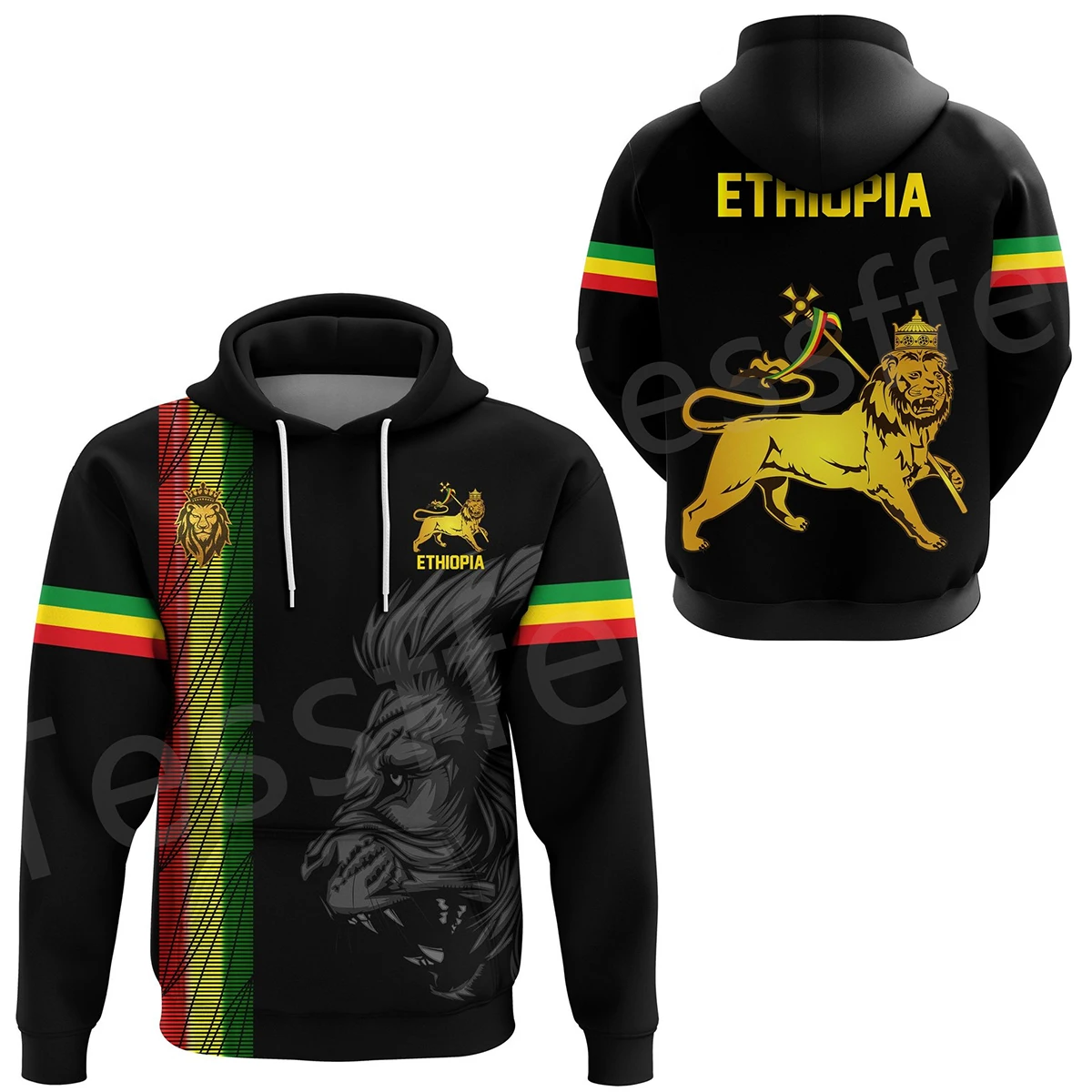 

Tessffel Ethiopia County Flag Reggae Africa Native Tribe Lion Retro Harajuku Tracksuit 3DPrint Men/Women Funny Casual Hoodies D4