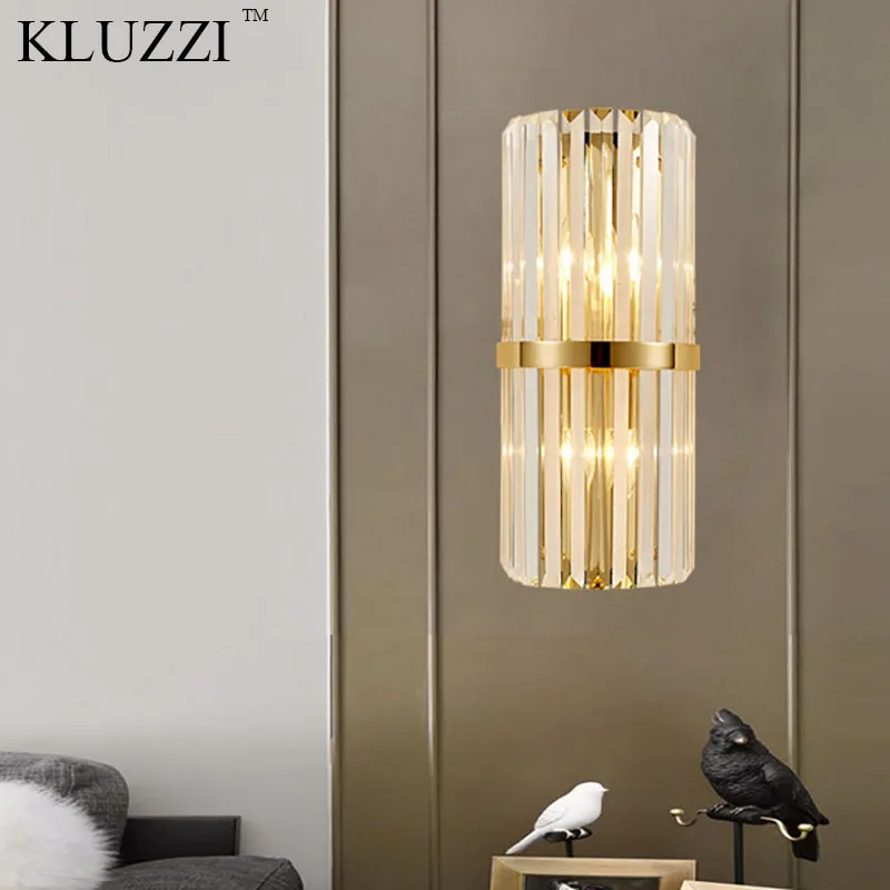 Kluzzi Simple Nordic Gold Iron Crystal Wall Lamp Living Room Creative Decorative Wall Lamp Corridor Bedroom Corridor Wall Lamp