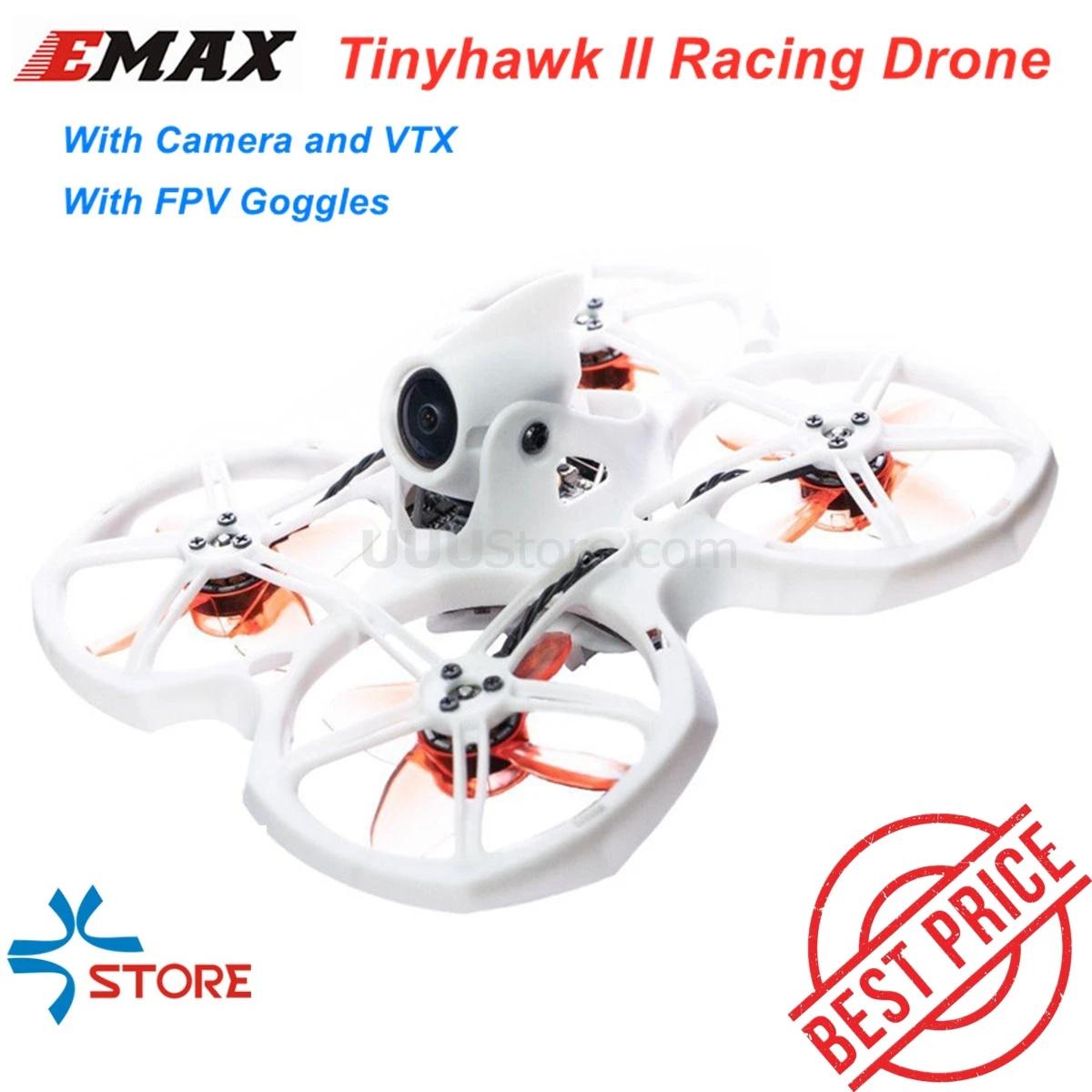 

EMAX Tinyhawk II 75mm 1-2S Whoop FPV Racing Drone RC Quadcopter BNF RTF w/ FrSky D8 Runcam 2 Cam Camera 25/100/200mw VTX ESC toy