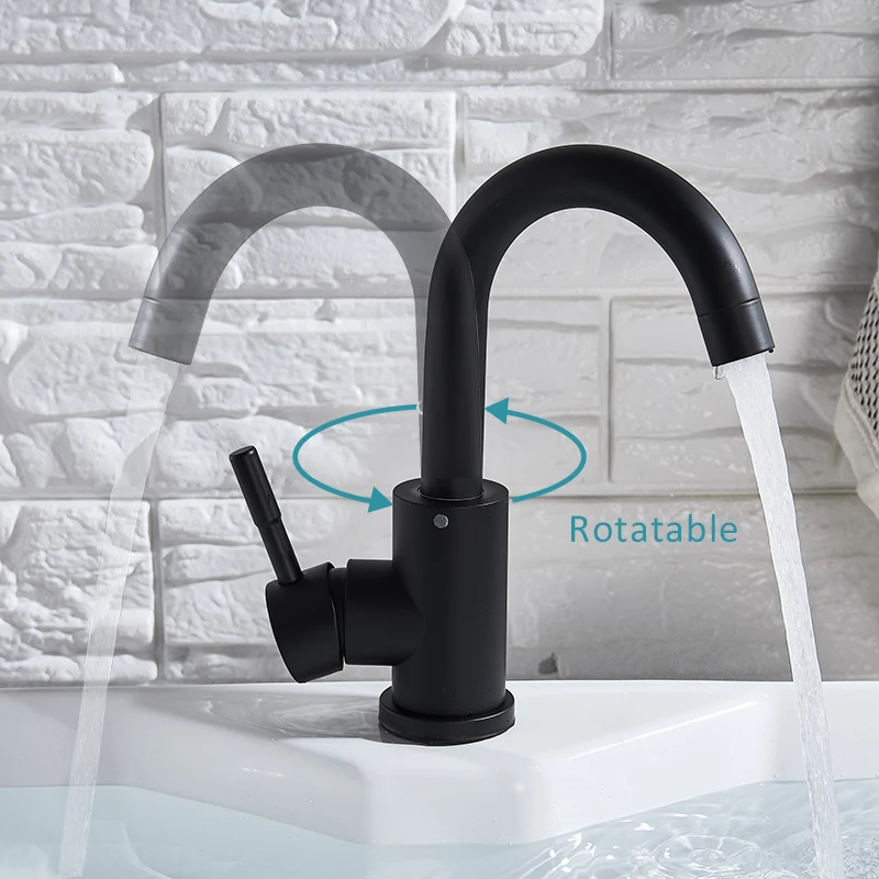 Shinesia Bathroom Basin Faucet Matte Black Series for Sink Vessel Stainless Steel Hot and Cold Water Mixer Tap Crane