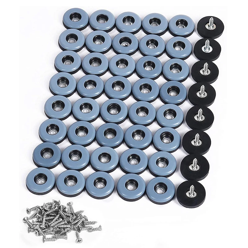 

48Pcs Furniture Gliders PTFE Easy Moving Sliders with Screw Floor Protector for Tiled Hardwood Floors(25Mm Round)