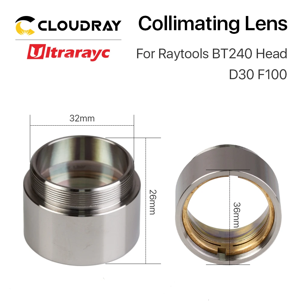 Ultrarayc Fiber Laser Focus Lens, Lente Titular para Raytools Laser, Cabeça de Corte, Colimador, D30, F100, F125 mm, BT240, BT240S