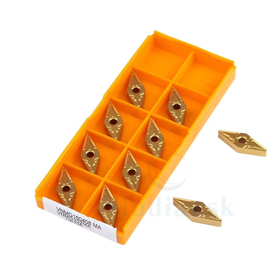 10Pcs VNMG160404-MA VP15TF UE6020 US735คาร์ไบด์แทรกเครื่องมือกลึง Mesin Bubut CNC เครื่องมือกลึงใบมีด VNMG160408-MA VP15TF