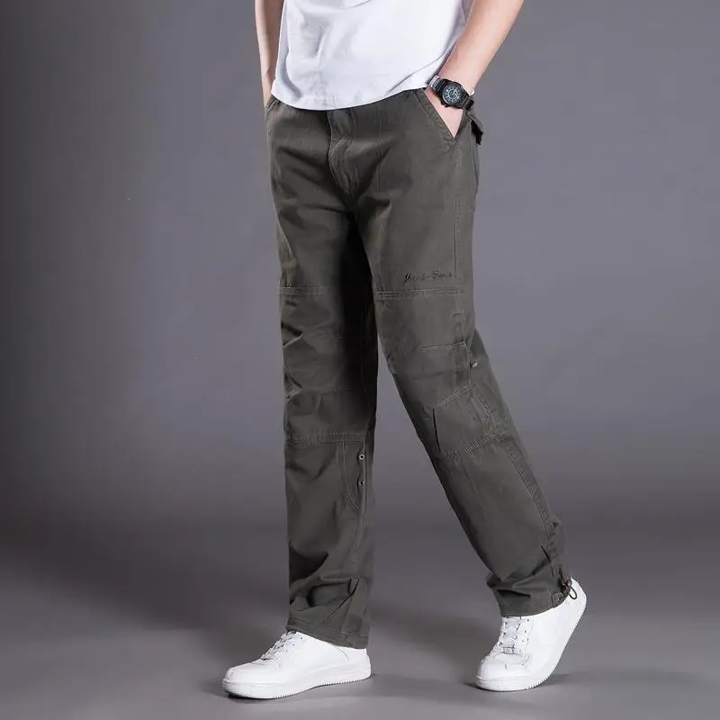 Pantalones Cargo informales para hombre, ropa de algodón, resistente al desgaste, holgados, rectos, militares, tácticos