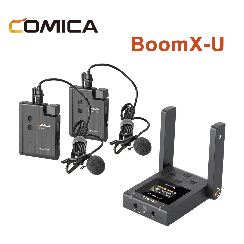 Comica BoomX-U Wireless Microphone Mini UHF Broadcast Mic TRS 3.5mm BoomX U1 U2 Mic for Cell Phone Camera DSLR