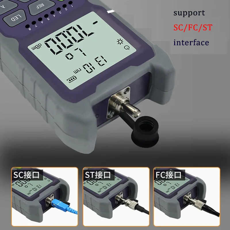 FTTH Mini 4 in 1 Optical Power Meter Rechargeable Lithium Fiber Optical Network Test SC/FC/ST Universal Interface Connector