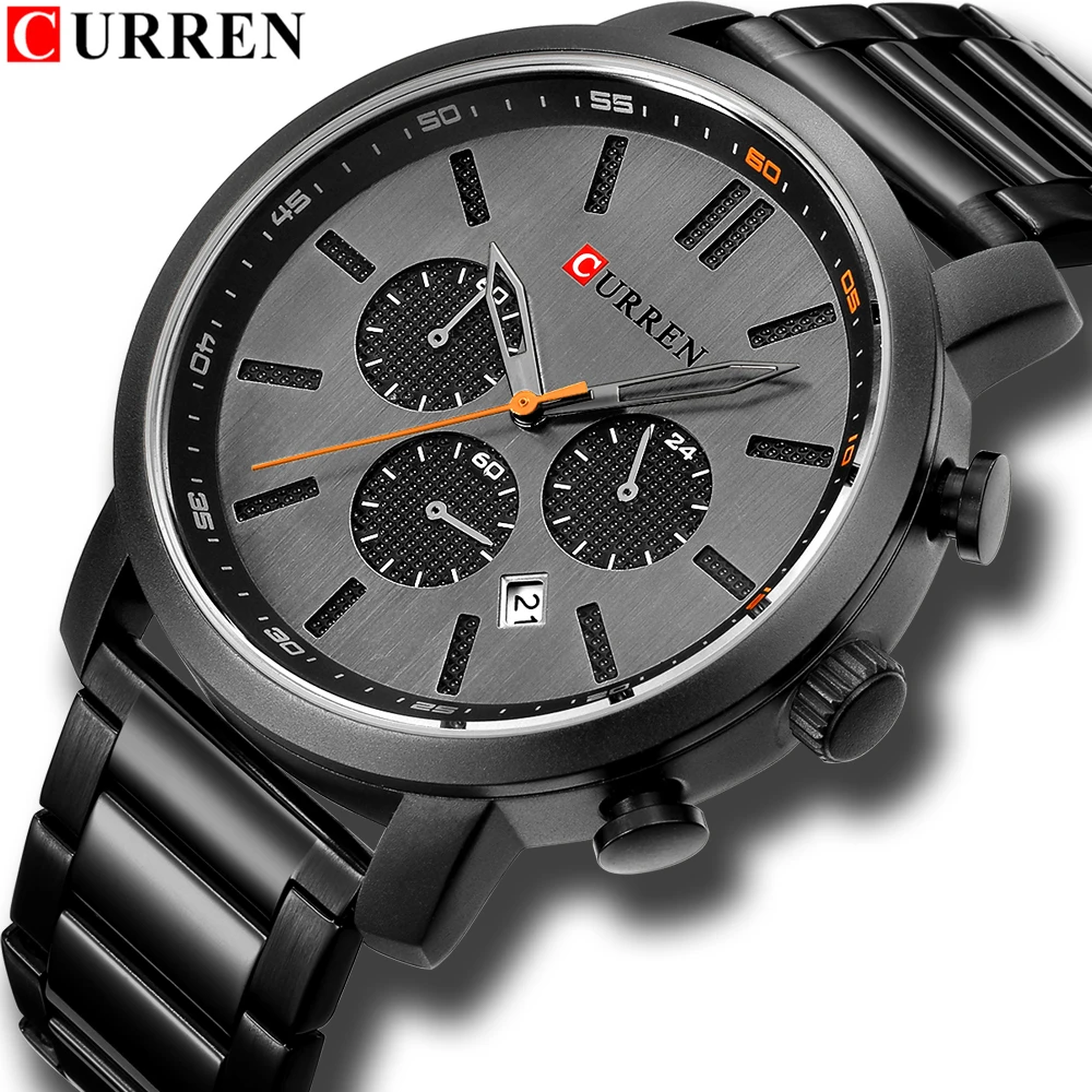 CURREN Casual Quartz Analog Men\'s Watch Fashion Sport Wristwatch Chronograph Stainless Steel band Male Clock Relogio Masculino