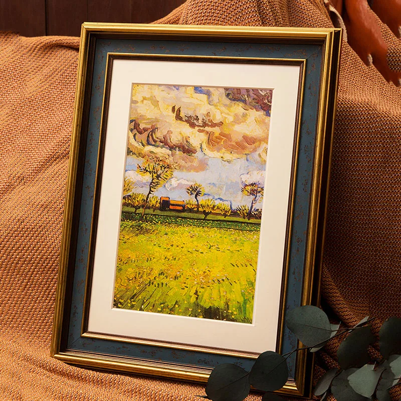 Retro Style Painting Frame Without Picture Card A4 Large Size Photo Frame For Home Decor Desktop Wall Hanging Wedding Gift Frame