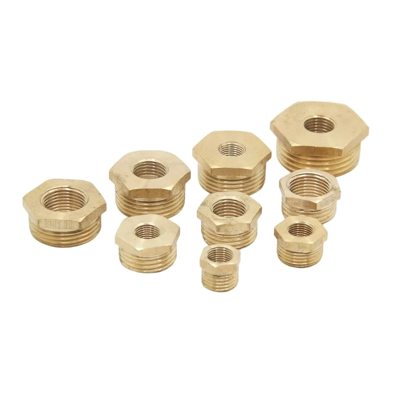 Brass Hex Bushing Reducer Pipe Fitting 1/8 1/4 3/8 1/2 3/4 Threaded Reducing Copper Water Gas Adapter Coupler Connector