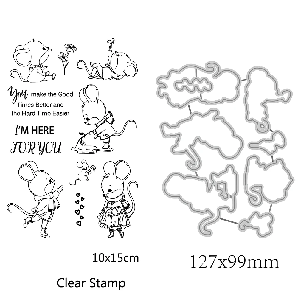 Симпатичные штампы мыши и штампы для DIY скрапбукинга/изготовления открыток/альбома декоративные силиконовые штампы для поделок Новый штамп