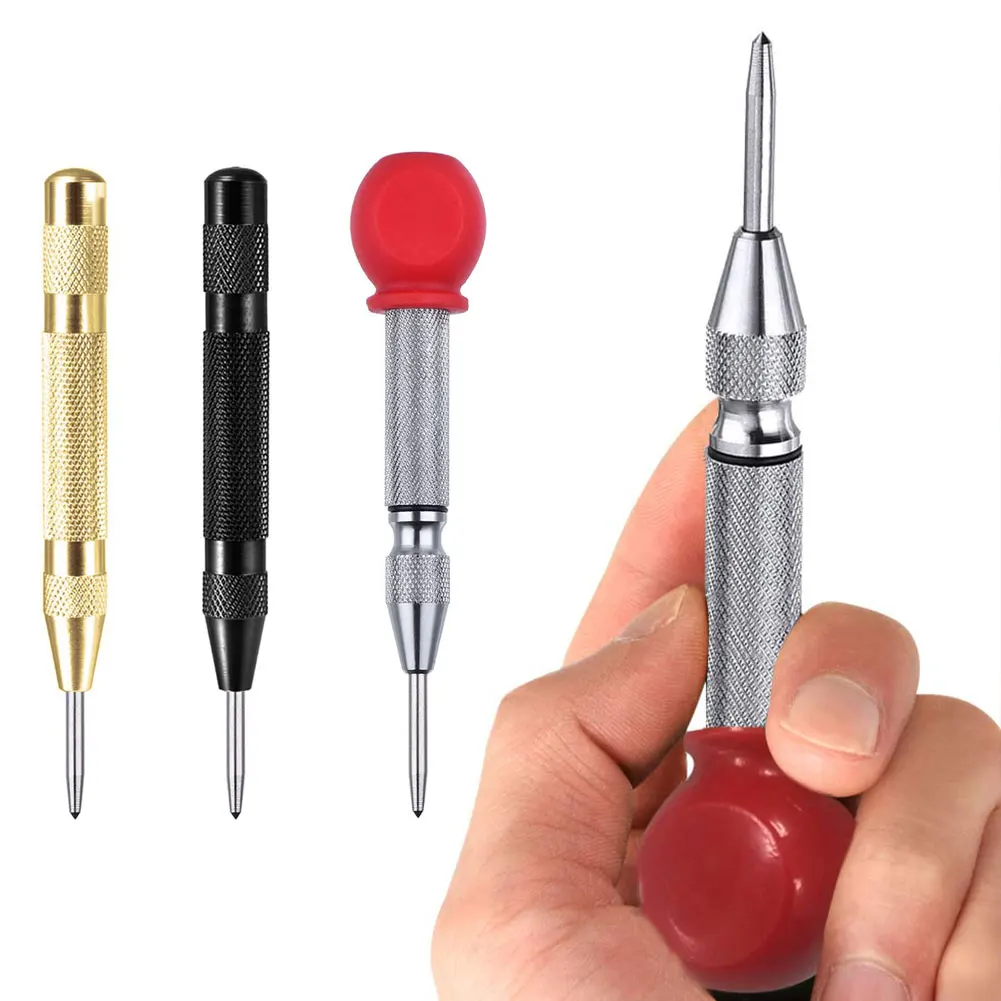 

Center Punch Set Automatic Spring Loaded Chrome Plated with Handle Non-slip Adjustable Tension Hand Tool for Metal or Wood